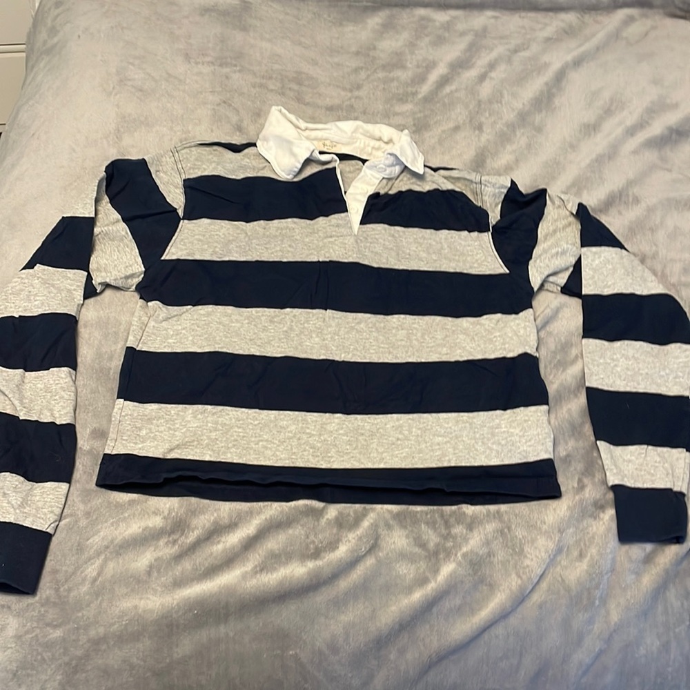 Brandy Melville john galt striped polo long sleeve, size small